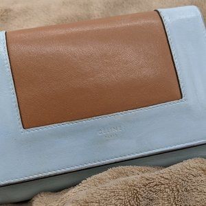 CELINE Leather Frame Bi-Color Wallet